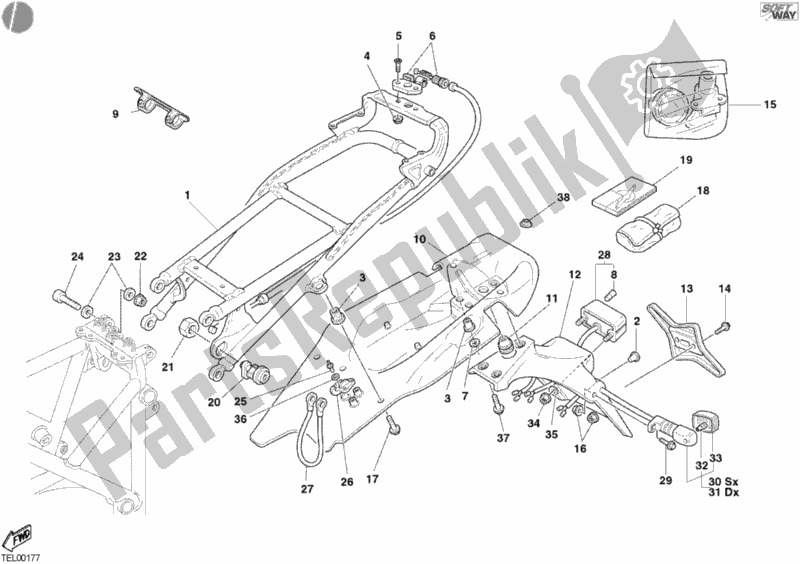 Toutes les pièces pour le Cadre Arrière du Ducati Superbike 998 R 2002